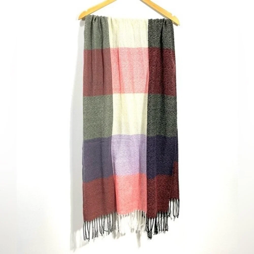 Oversize Checkered Design Blanket Scarf Wrap Shawl